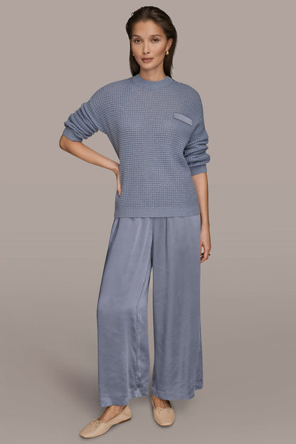 Donna Karan WOOL AND CASHMERE-BLEND POCKET SWEATER
