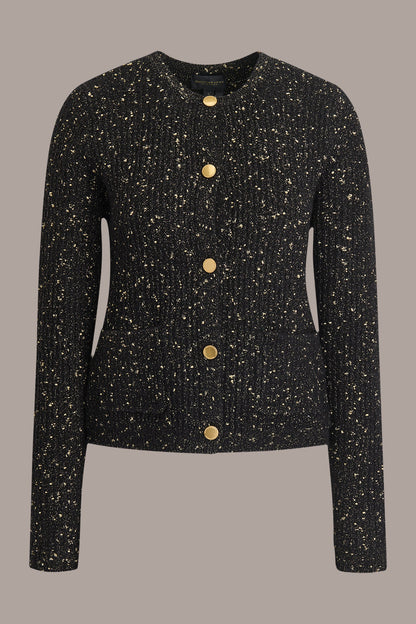 Donna Karan LONG SLEEVE METALLIC SPECKLED CARDIGAN