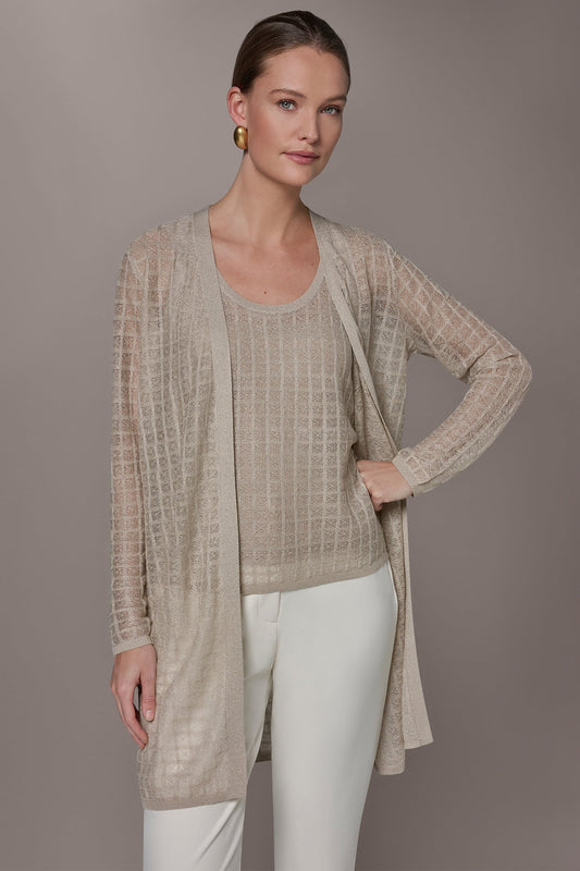 Donna Karan LONG GRID STITCH CARDIGAN