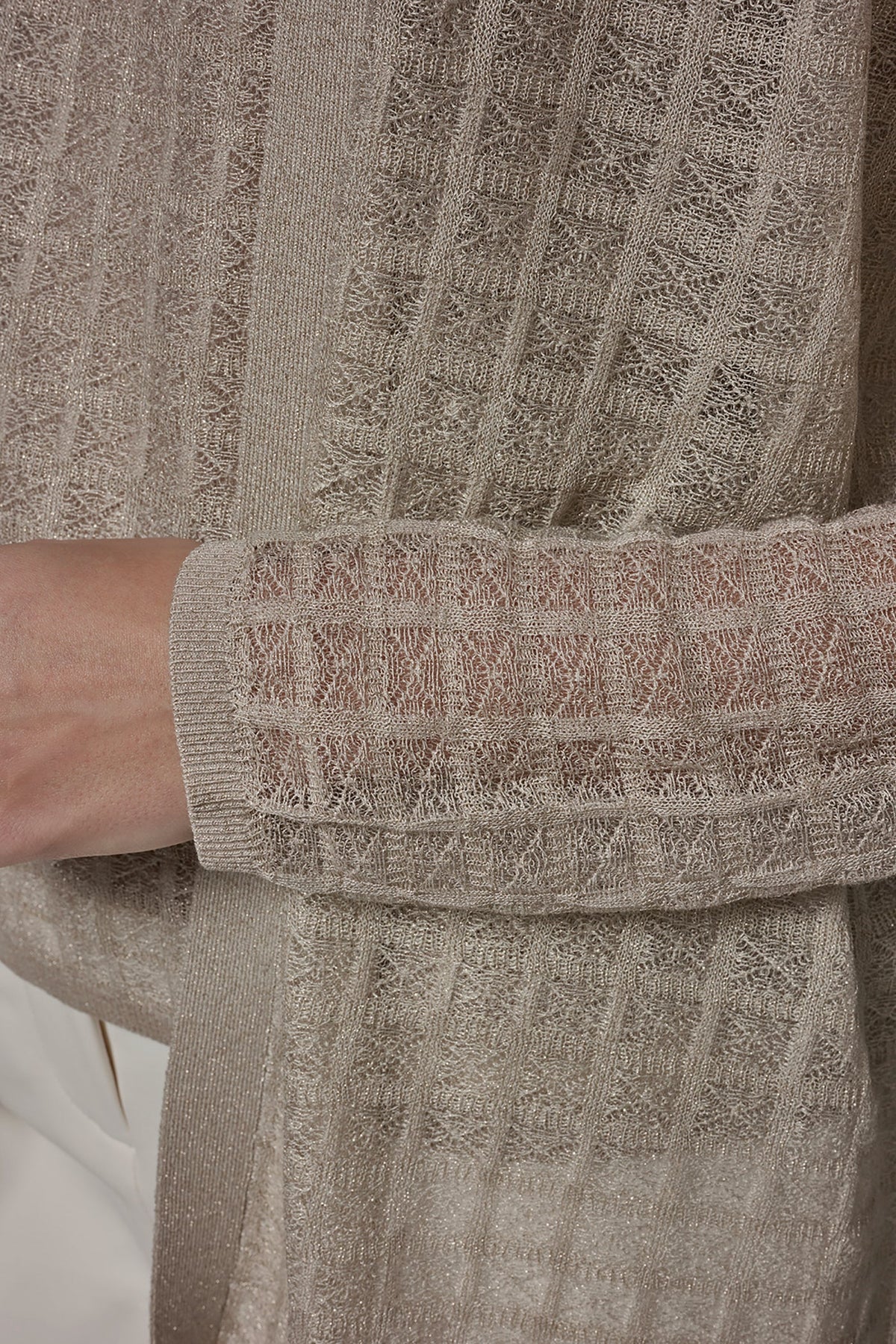 Donna Karan LONG GRID STITCH CARDIGAN