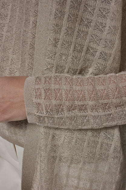 Donna Karan LONG GRID STITCH CARDIGAN