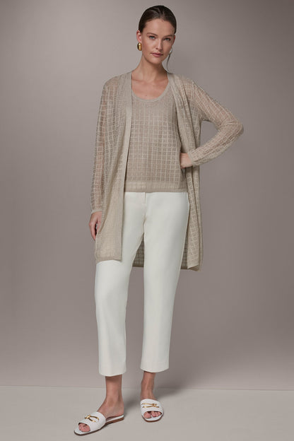 Donna Karan LONG GRID STITCH CARDIGAN