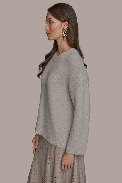 Donna Karan OVERSIZED LONG SLEEVE CREW-NECK SWEATER