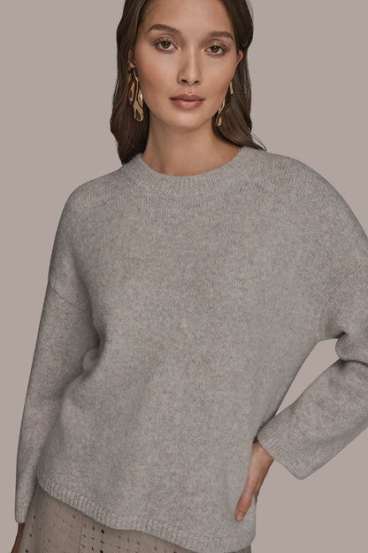 Donna Karan OVERSIZED LONG SLEEVE CREW-NECK SWEATER