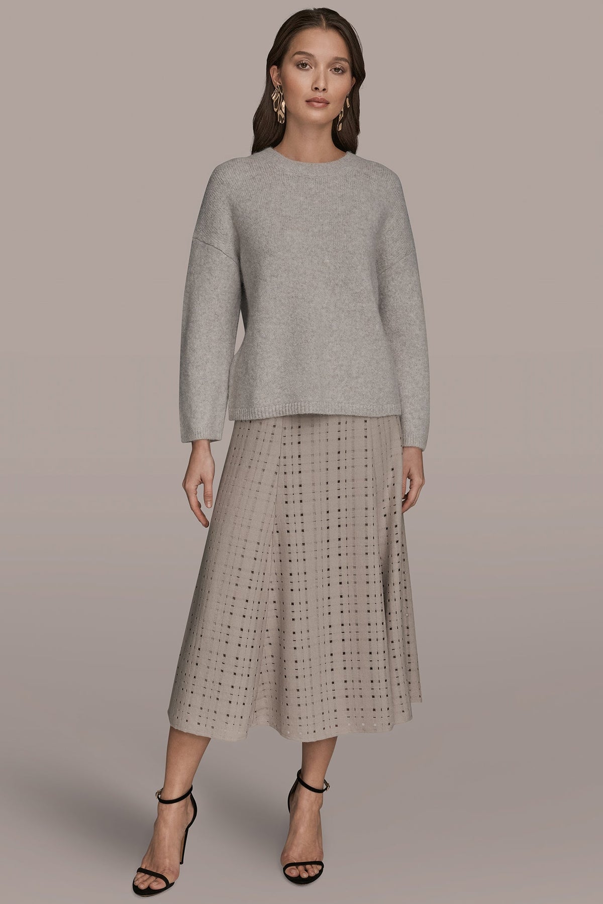 Donna Karan OVERSIZED LONG SLEEVE CREW-NECK SWEATER