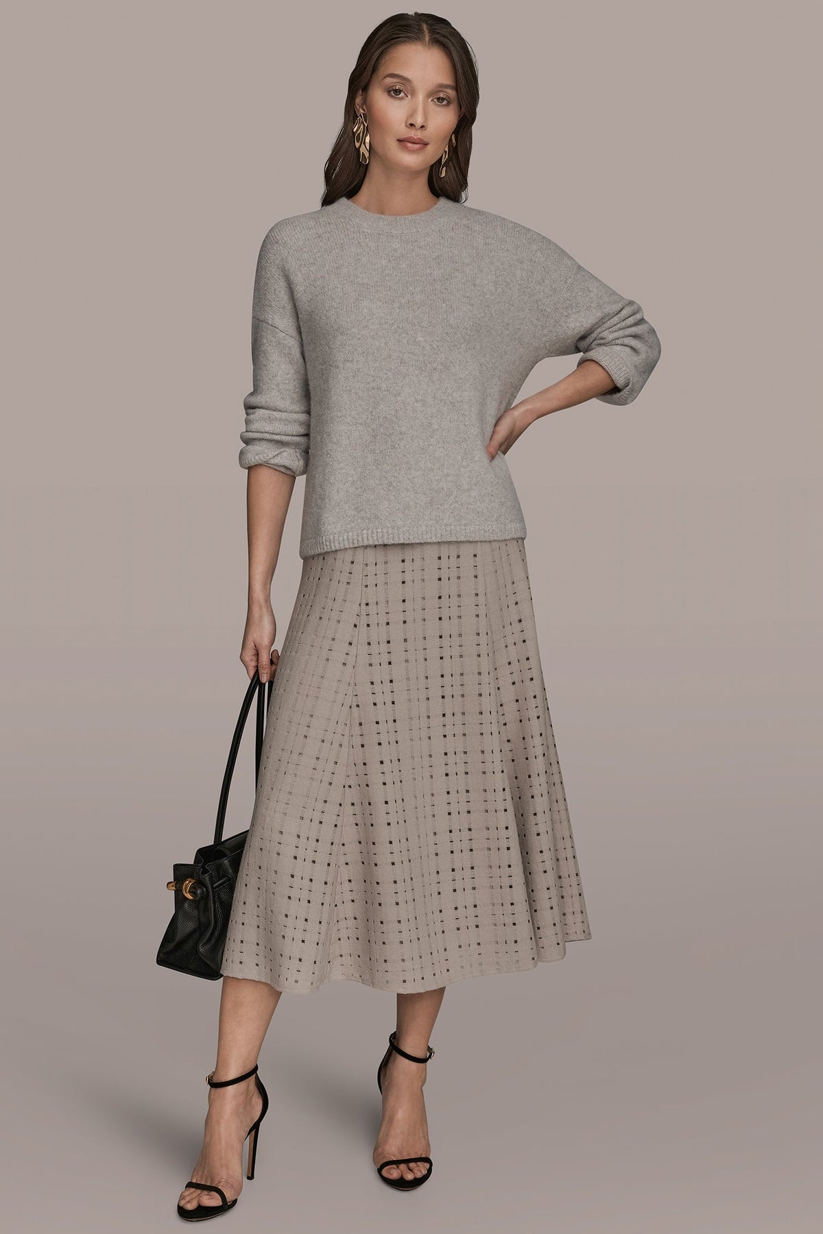 Donna Karan OVERSIZED LONG SLEEVE CREW-NECK SWEATER