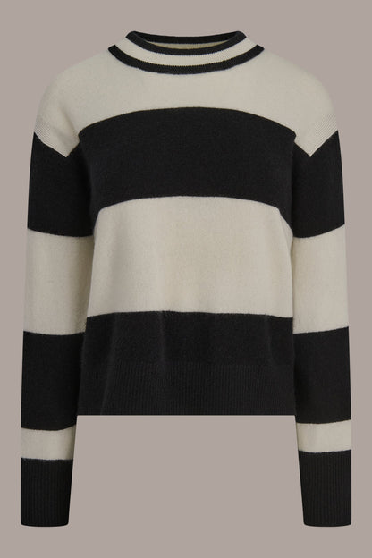 Donna Karan STRIPED CREWNECK BOXY SWEATER