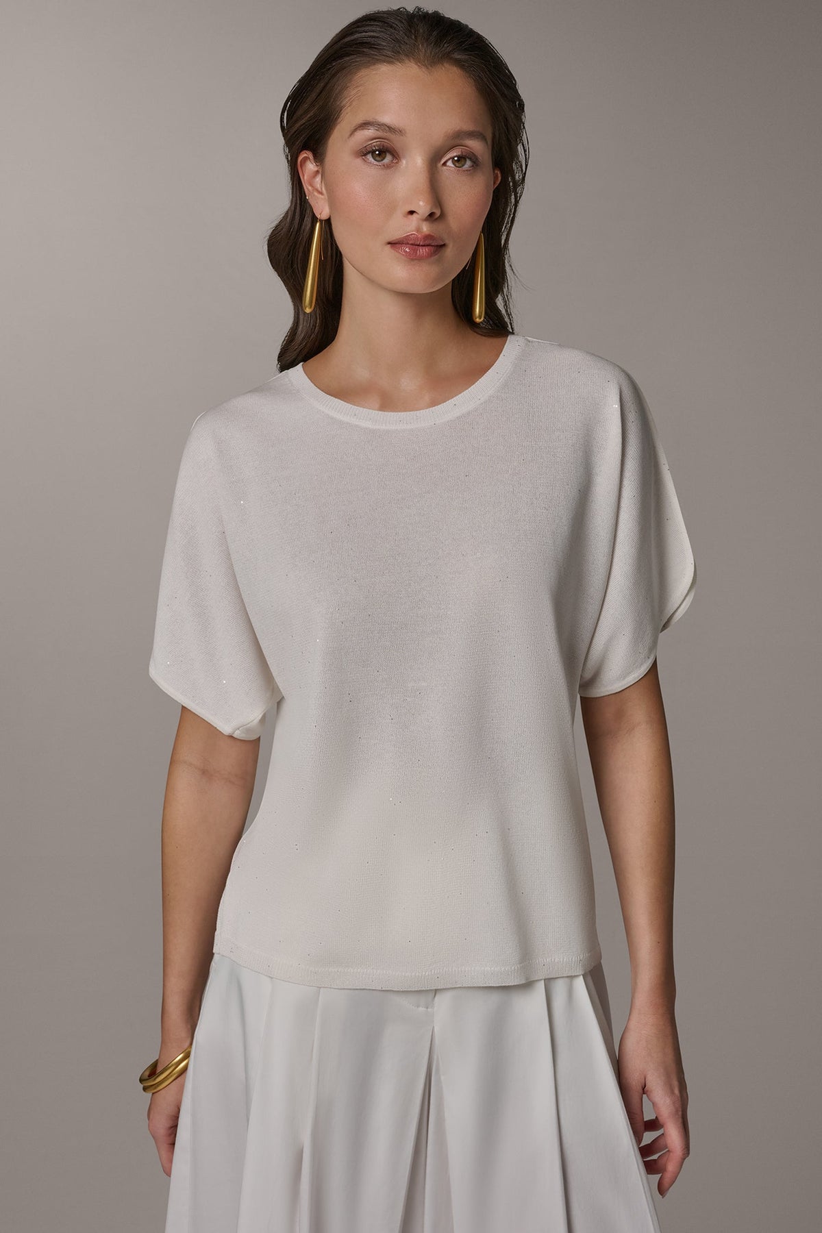Donna Karan SEQUIN SPLIT SLEEVE SWEATER