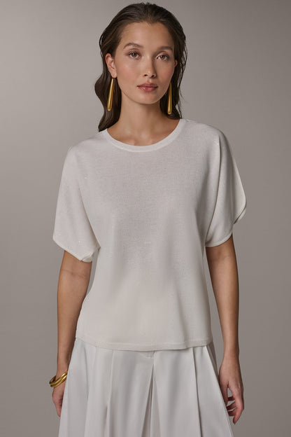 Donna Karan SEQUIN SPLIT SLEEVE SWEATER