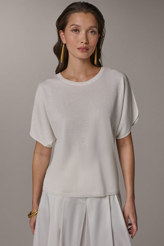 Donna Karan SEQUIN SPLIT SLEEVE SWEATER