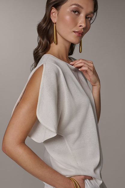 Donna Karan SEQUIN SPLIT SLEEVE SWEATER