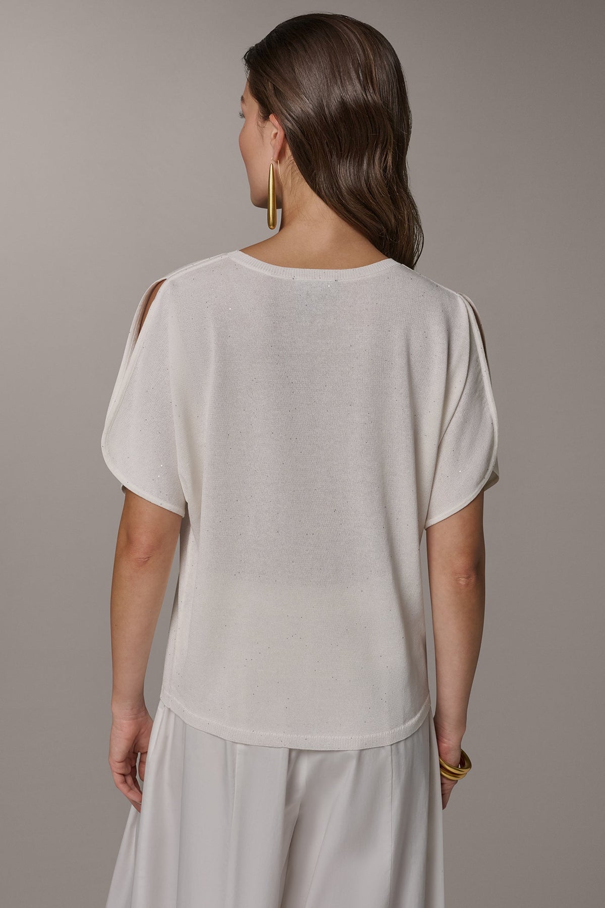 Donna Karan SEQUIN SPLIT SLEEVE SWEATER