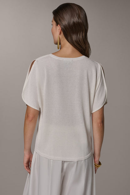 Donna Karan SEQUIN SPLIT SLEEVE SWEATER