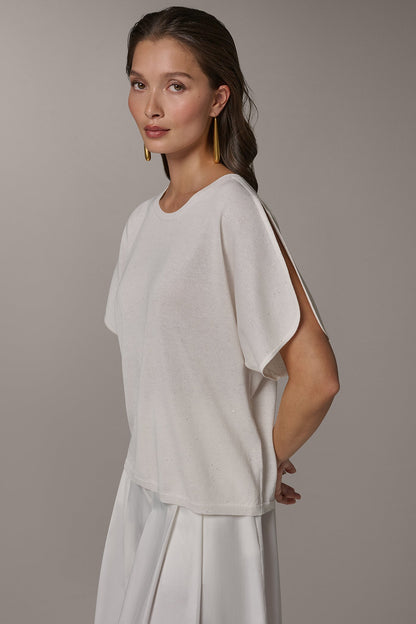 Donna Karan SEQUIN SPLIT SLEEVE SWEATER