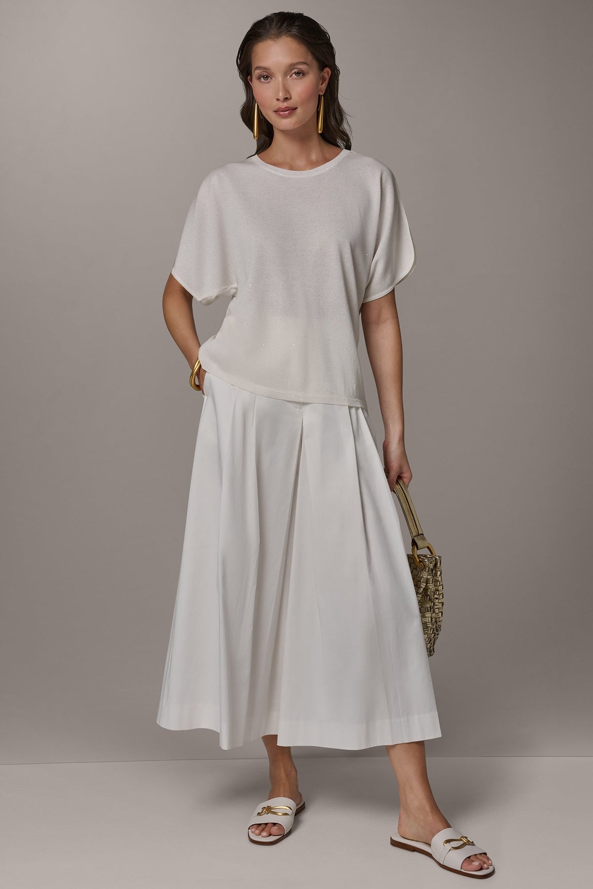 Donna Karan SEQUIN SPLIT SLEEVE SWEATER