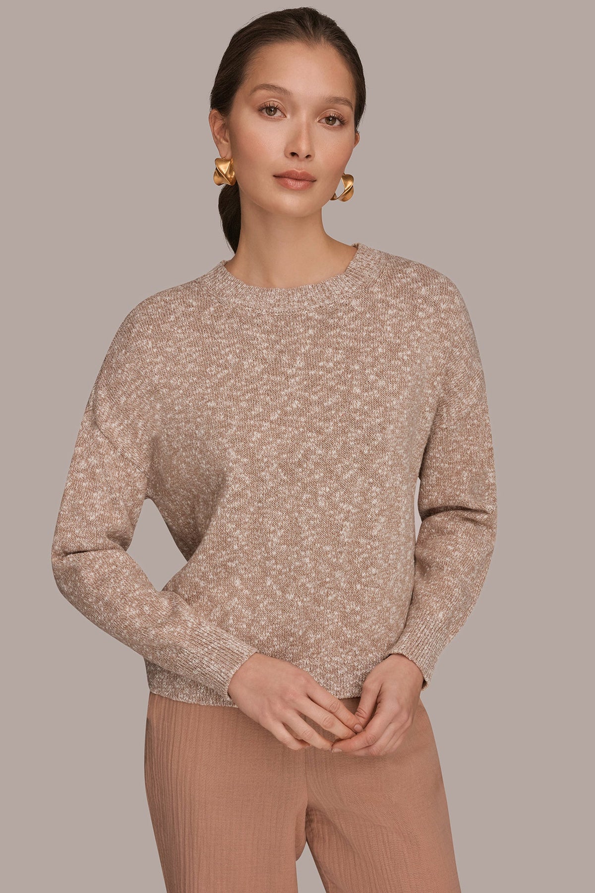 Donna Karan METALLIC LONG SLEEVE SWEATER