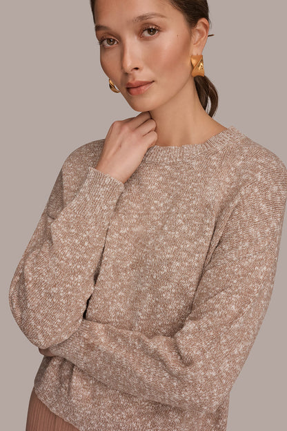 Donna Karan METALLIC LONG SLEEVE SWEATER