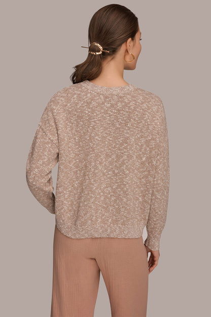 Donna Karan METALLIC LONG SLEEVE SWEATER