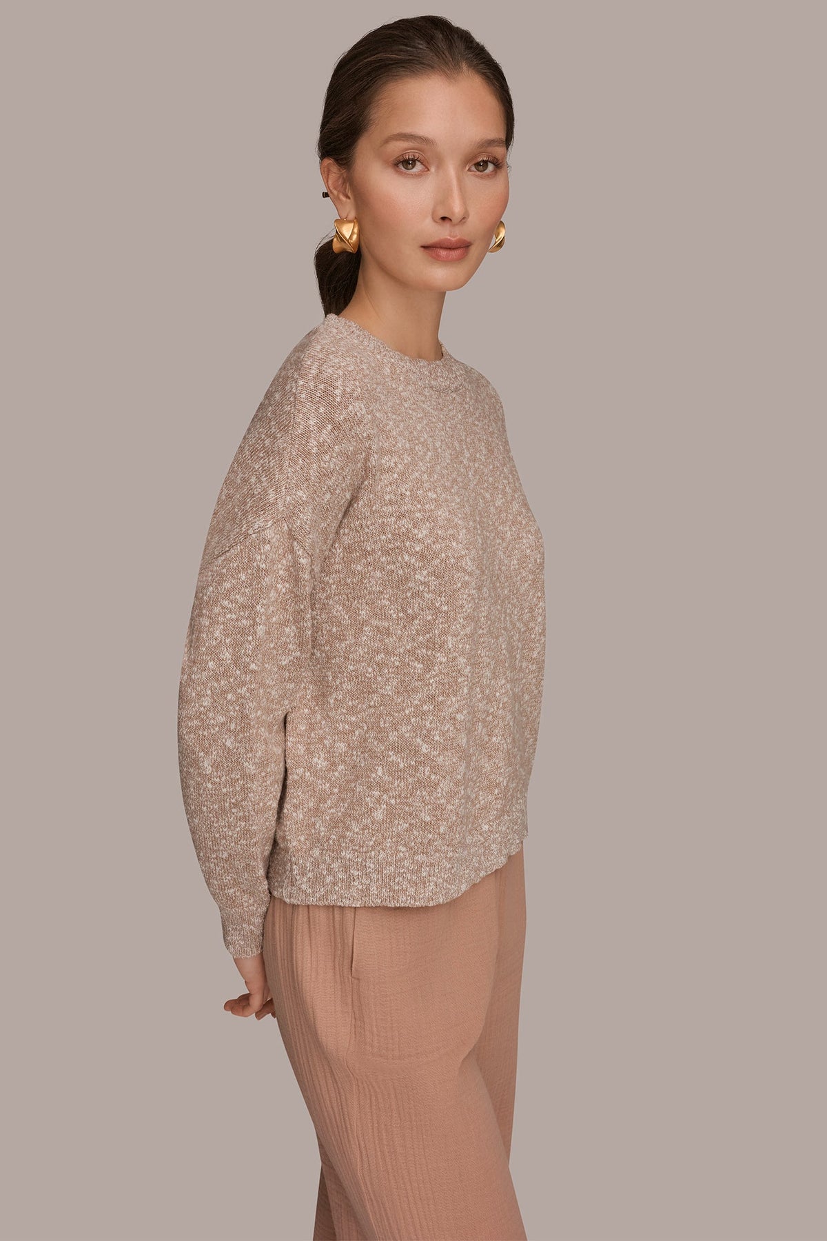 Donna Karan METALLIC LONG SLEEVE SWEATER