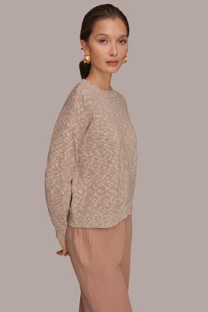Donna Karan METALLIC LONG SLEEVE SWEATER