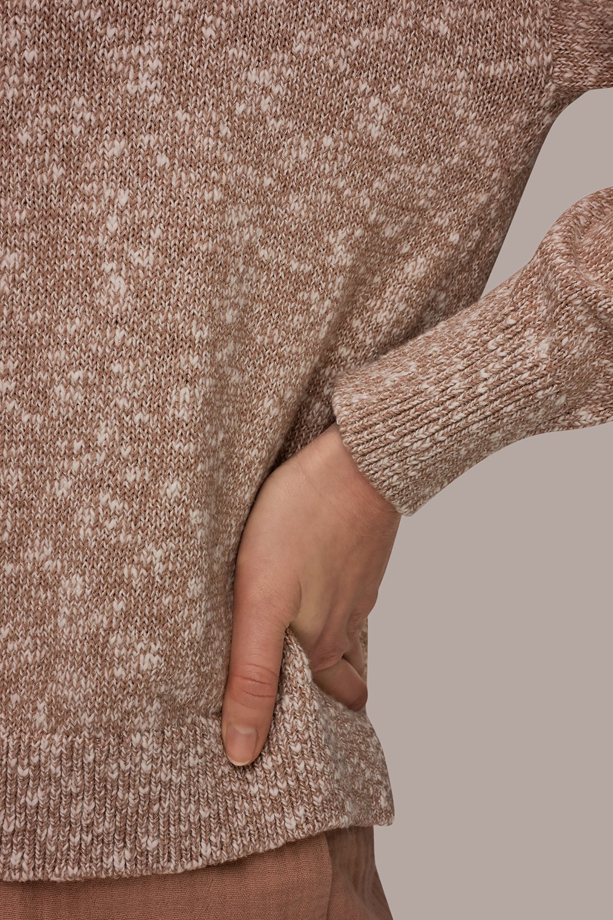 Donna Karan METALLIC LONG SLEEVE SWEATER