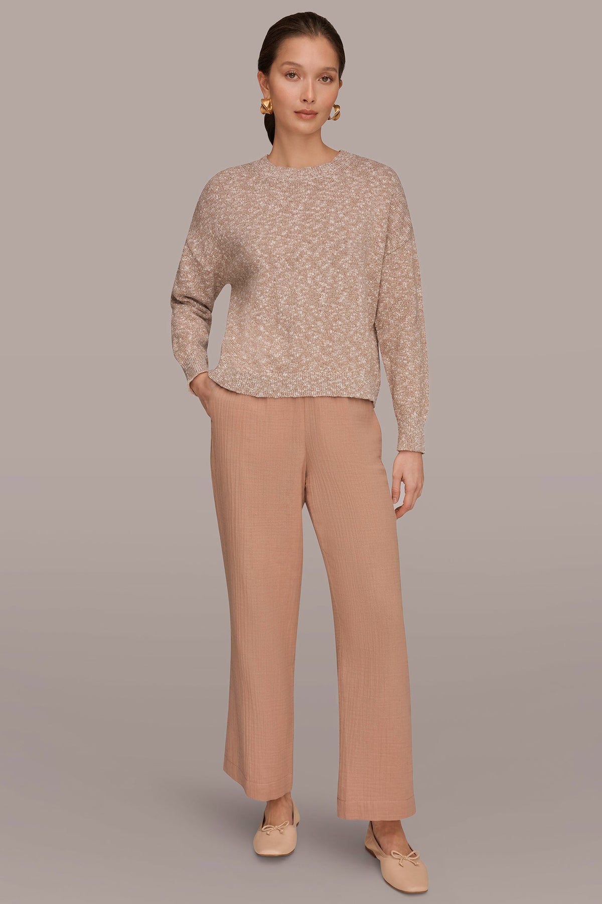 Donna Karan METALLIC LONG SLEEVE SWEATER