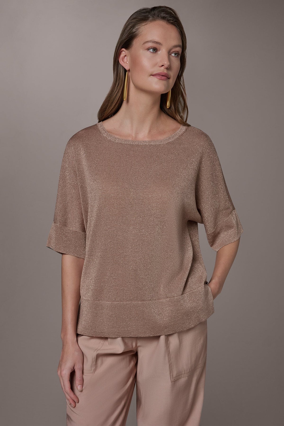Donna Karan METALLIC WIDE CUFF SWEATER