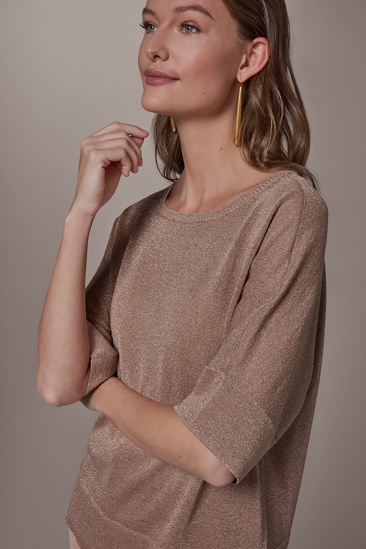 Donna Karan METALLIC WIDE CUFF SWEATER