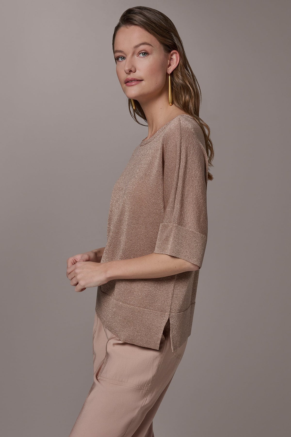 Donna Karan METALLIC WIDE CUFF SWEATER