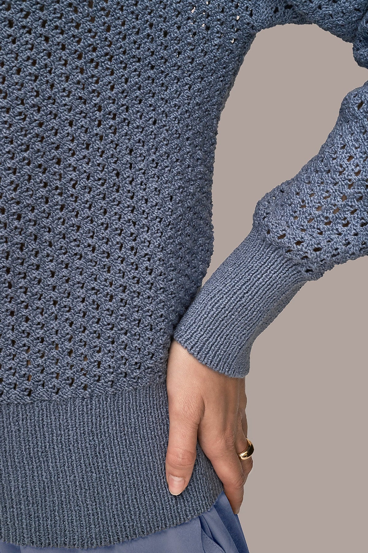 Donna Karan LONG SLEEVE OPEN STITCH SWEATER