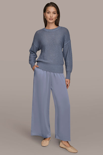 Donna Karan LONG SLEEVE OPEN STITCH SWEATER