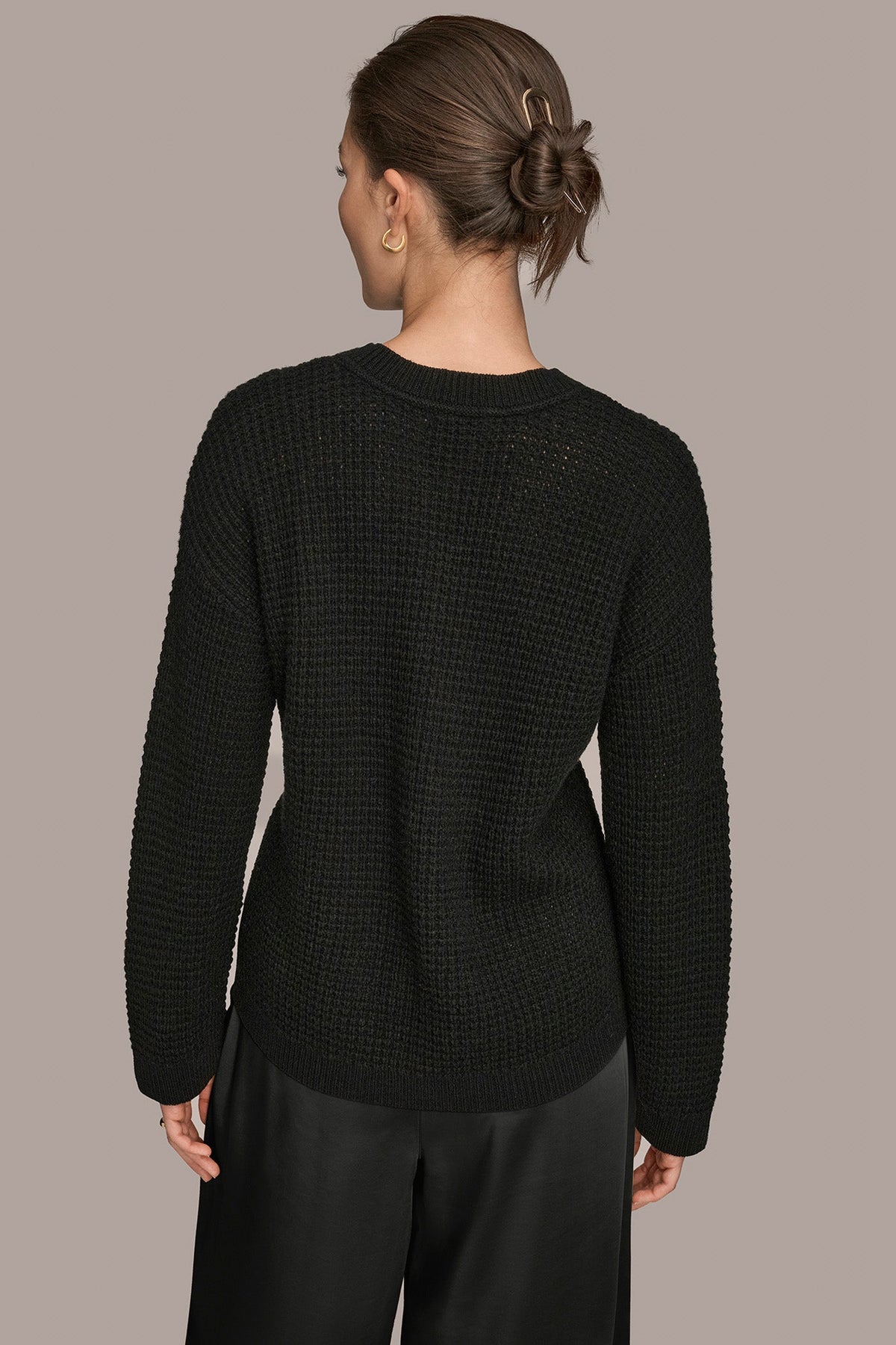 Donna Karan WOOL AND CASHMERE-BLEND POCKET SWEATER