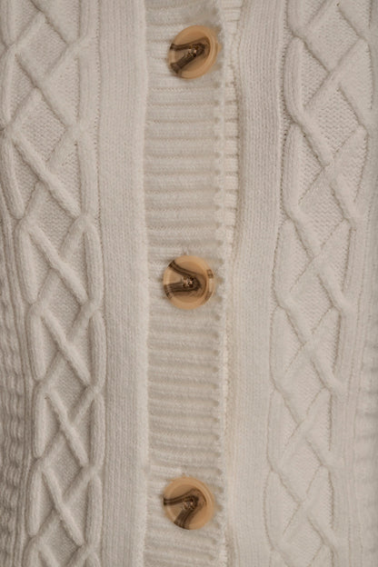 Donna Karan CABLE-KNIT LONG SLEEVE CARDIGAN