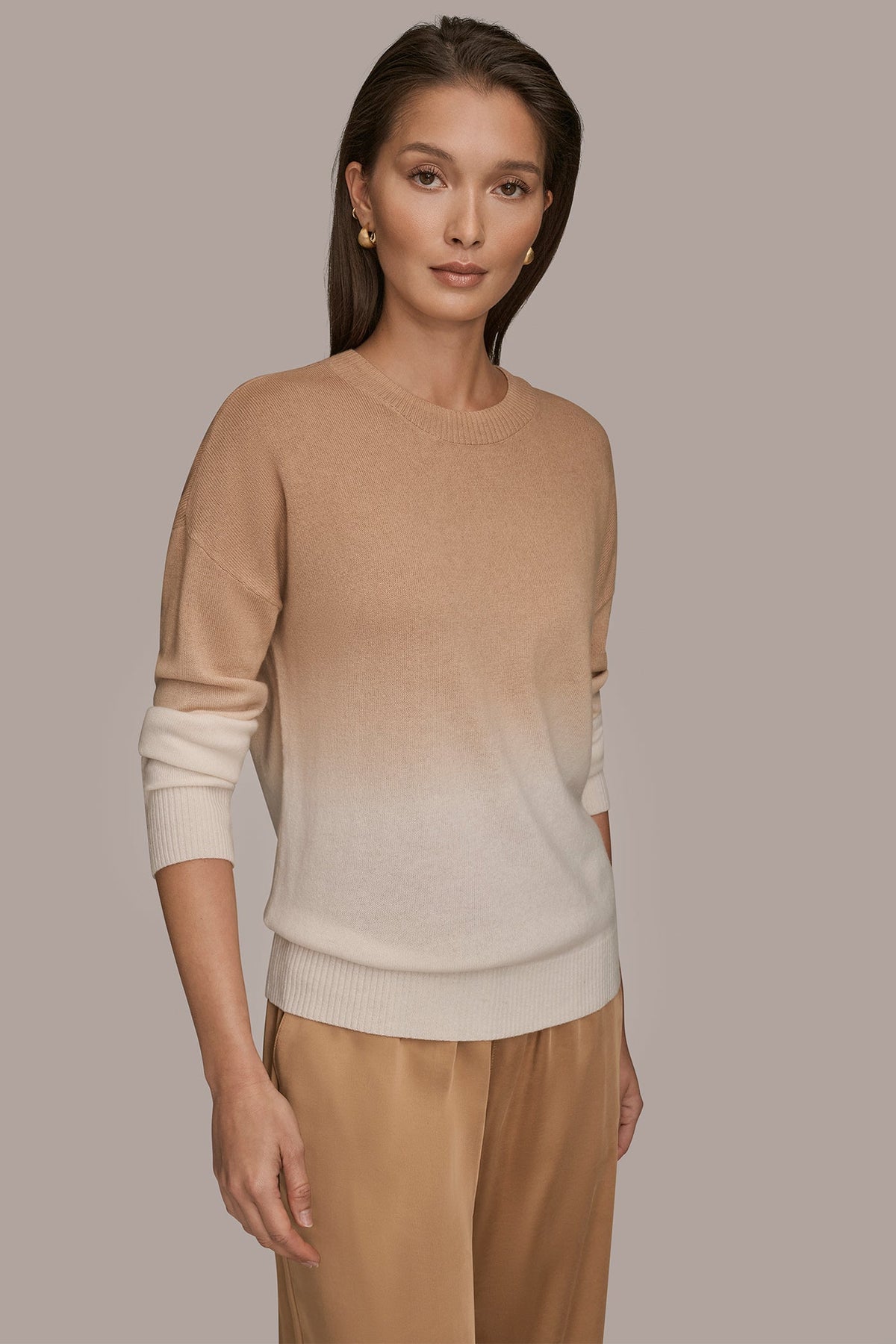 Donna Karan WOOL AND CASHMERE-BLEND DIP-DYED SWEATER