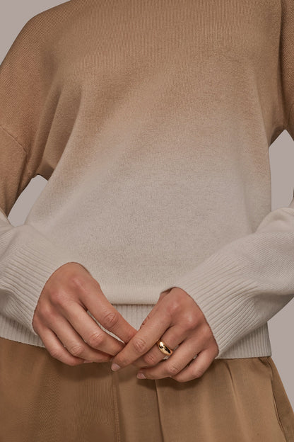 Donna Karan WOOL AND CASHMERE-BLEND DIP-DYED SWEATER