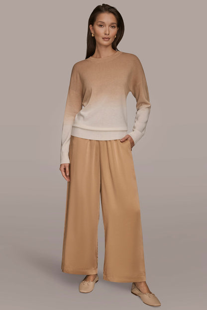 Donna Karan WOOL AND CASHMERE-BLEND DIP-DYED SWEATER