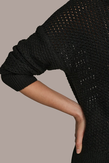 Donna Karan LONG SLEEVE OPEN STITCH SWEATER