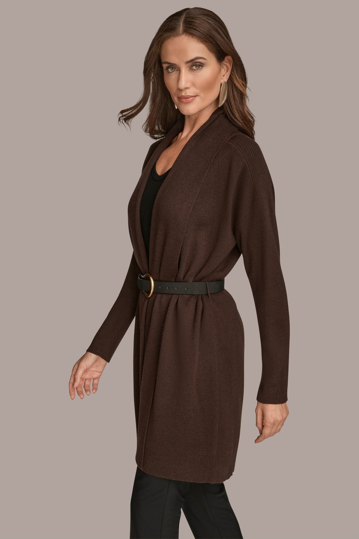 Donna Karan V-NECK LONG CARDIGAN