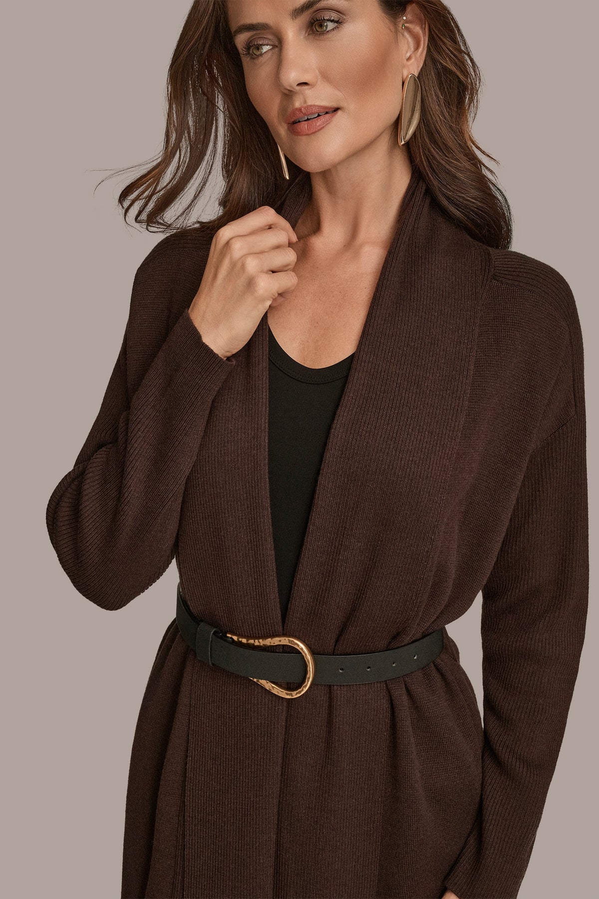 Donna Karan V-NECK LONG CARDIGAN