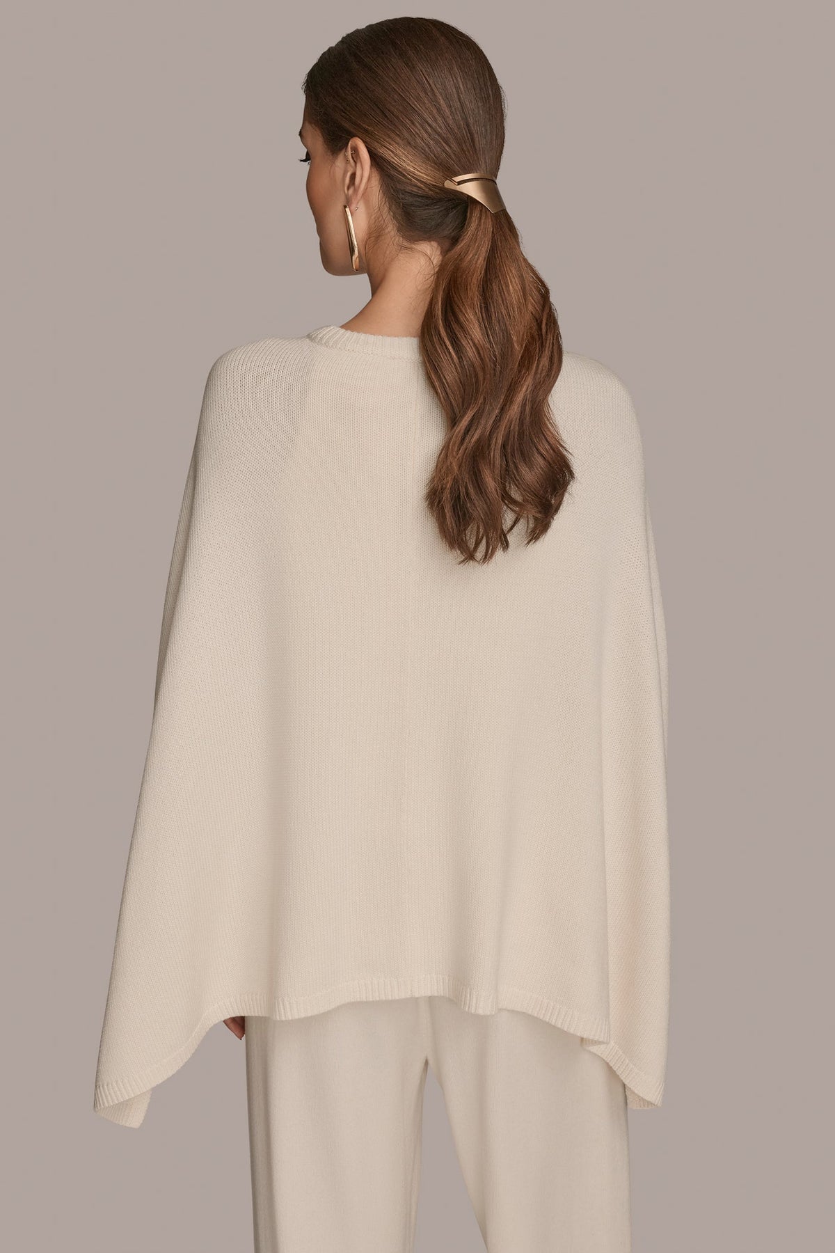 Donna Karan CAPE-EFFECT BUTTON SWEATER