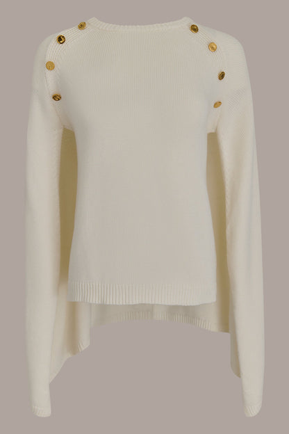Donna Karan CAPE-EFFECT BUTTON SWEATER