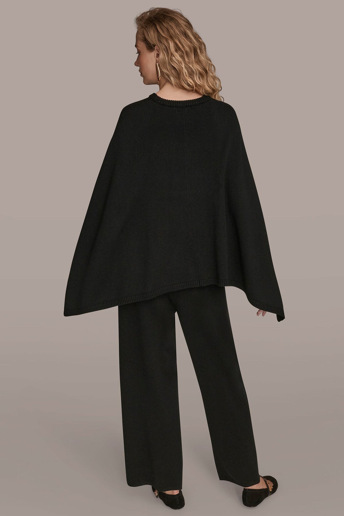 Donna Karan CAPE-EFFECT BUTTON SWEATER