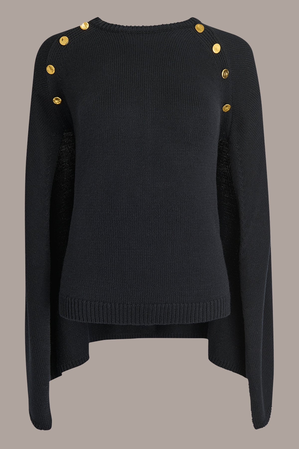 Donna Karan CAPE-EFFECT BUTTON SWEATER