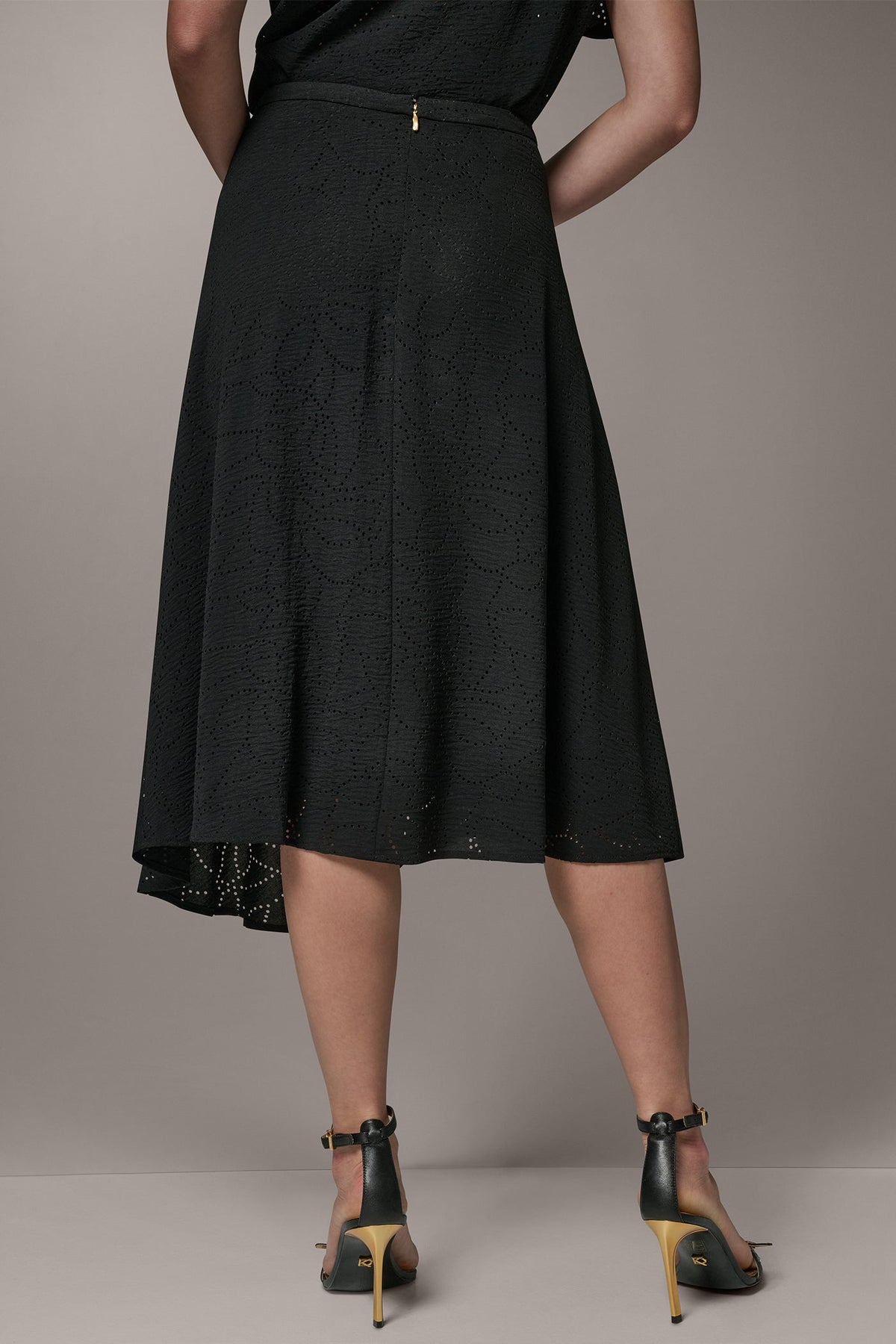 Donna Karan LASER CUT ASYMMETRIC MIDI SKIRT