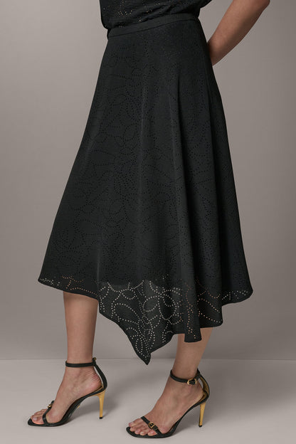 Donna Karan LASER CUT ASYMMETRIC MIDI SKIRT