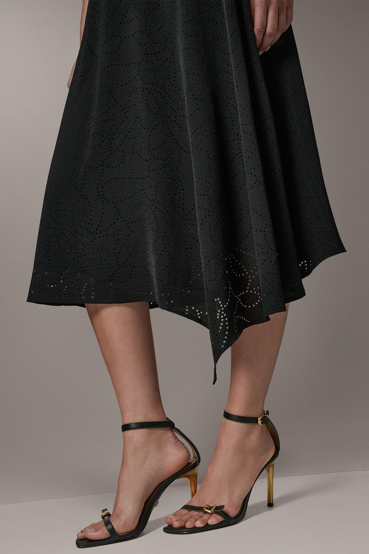 Donna Karan LASER CUT ASYMMETRIC MIDI SKIRT