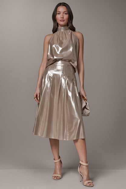 Donna Karan METALLIC MIDI A-LINE SKIRT