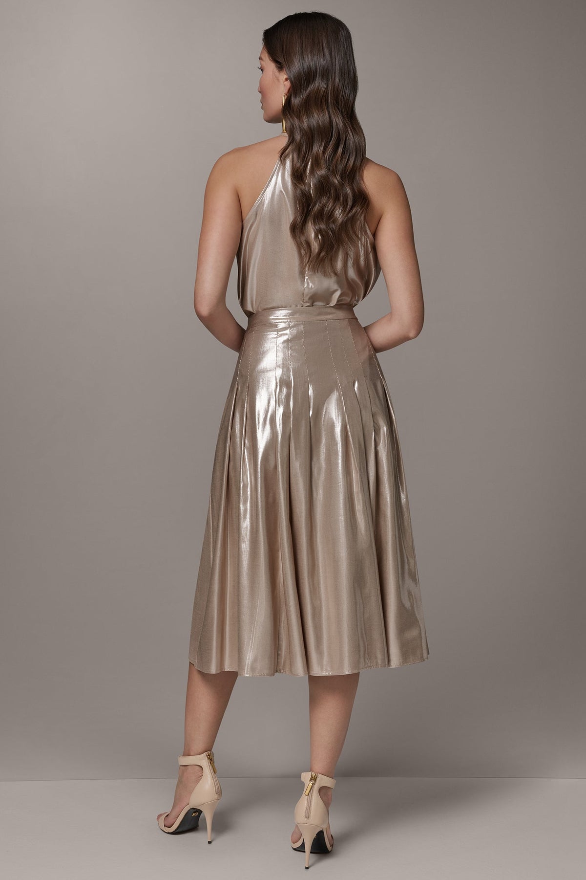 Donna Karan METALLIC MIDI A-LINE SKIRT