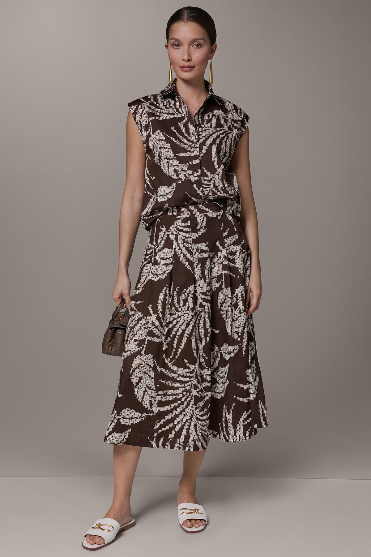 Donna Karan PRINT MIDI A-LINE SKIRT