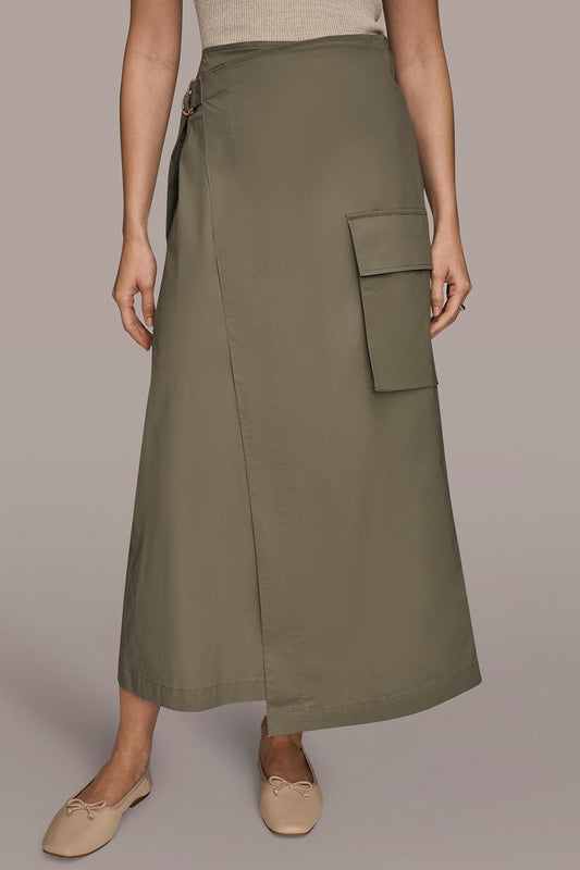 Donna Karan ASYMMETRIC MIDI WRAP CARGO SKIRT